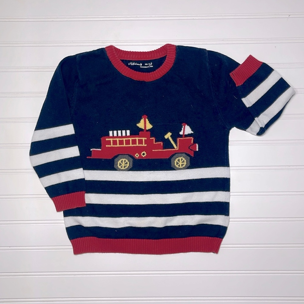 VGUC Navy Firetruck Crewneck Sweater